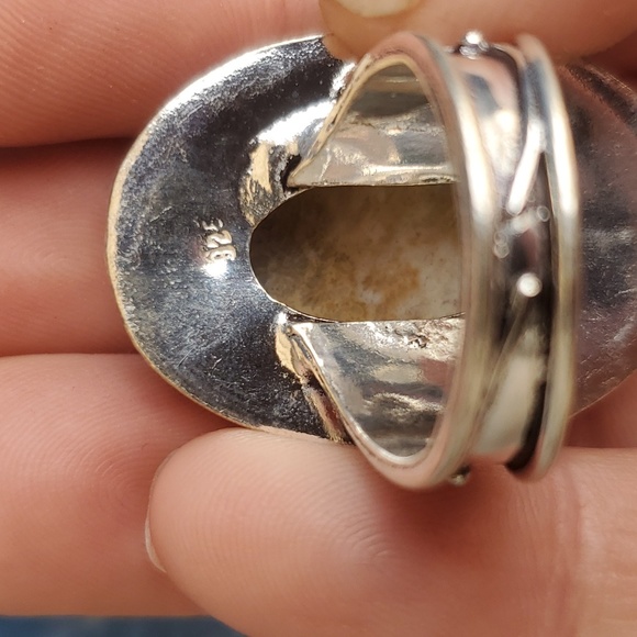 New Oversized Fossil Coral 925 Silver Ring. - Picture 11 of 15